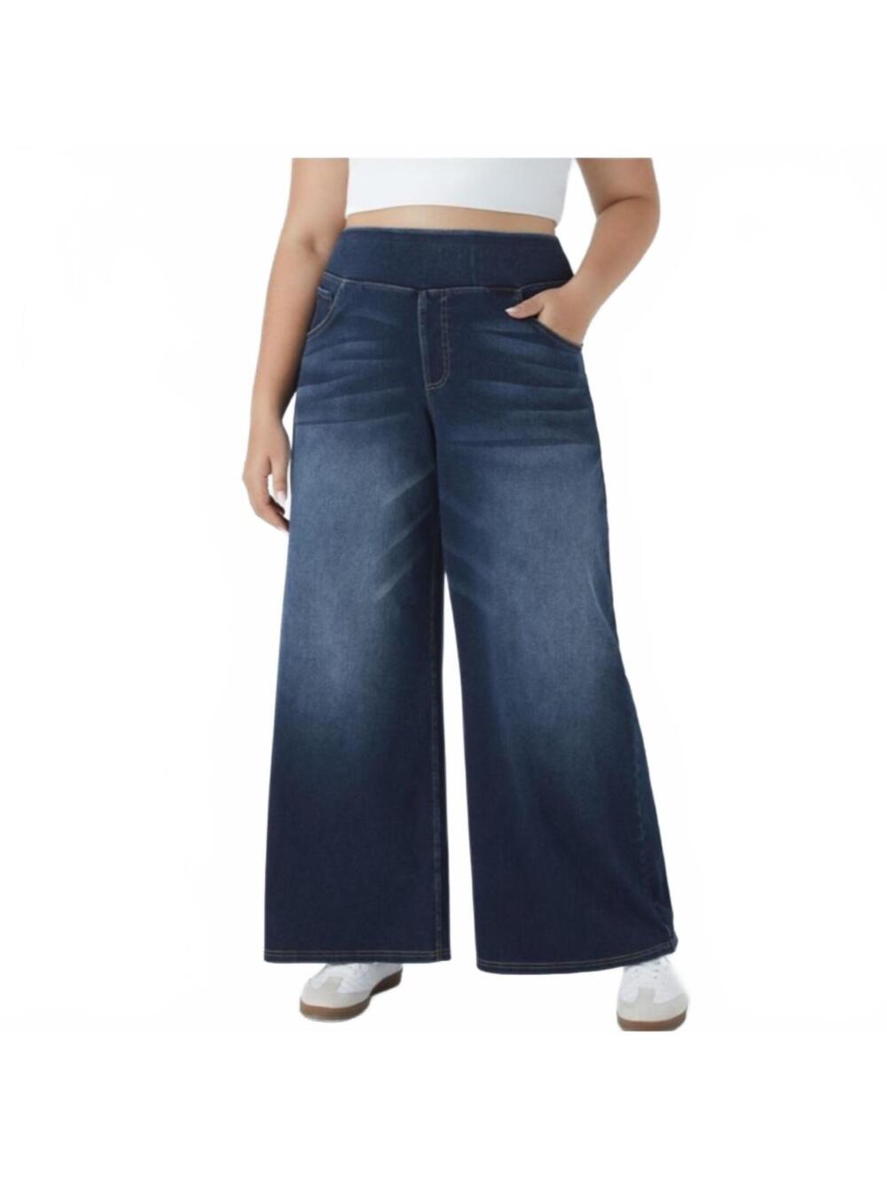 Halara Flex High Waisted Pockets Baggy Wide Leg Jeans Washed Women's Size XL